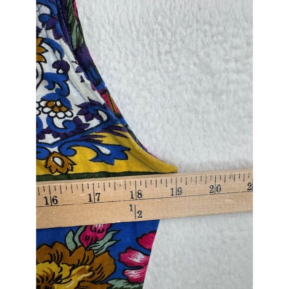 VTG Jasmine by KVM floral colorful crinkle button down maxi dress sz S - Picture 5 of 10